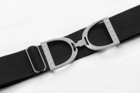 ELLANY - Black - 1.5" Silver Stirrup Elastic Belt