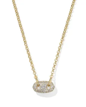 BAILEY PAVE GOLD SHORT PENDANT NECKLACE- WHITE CRYSTAL