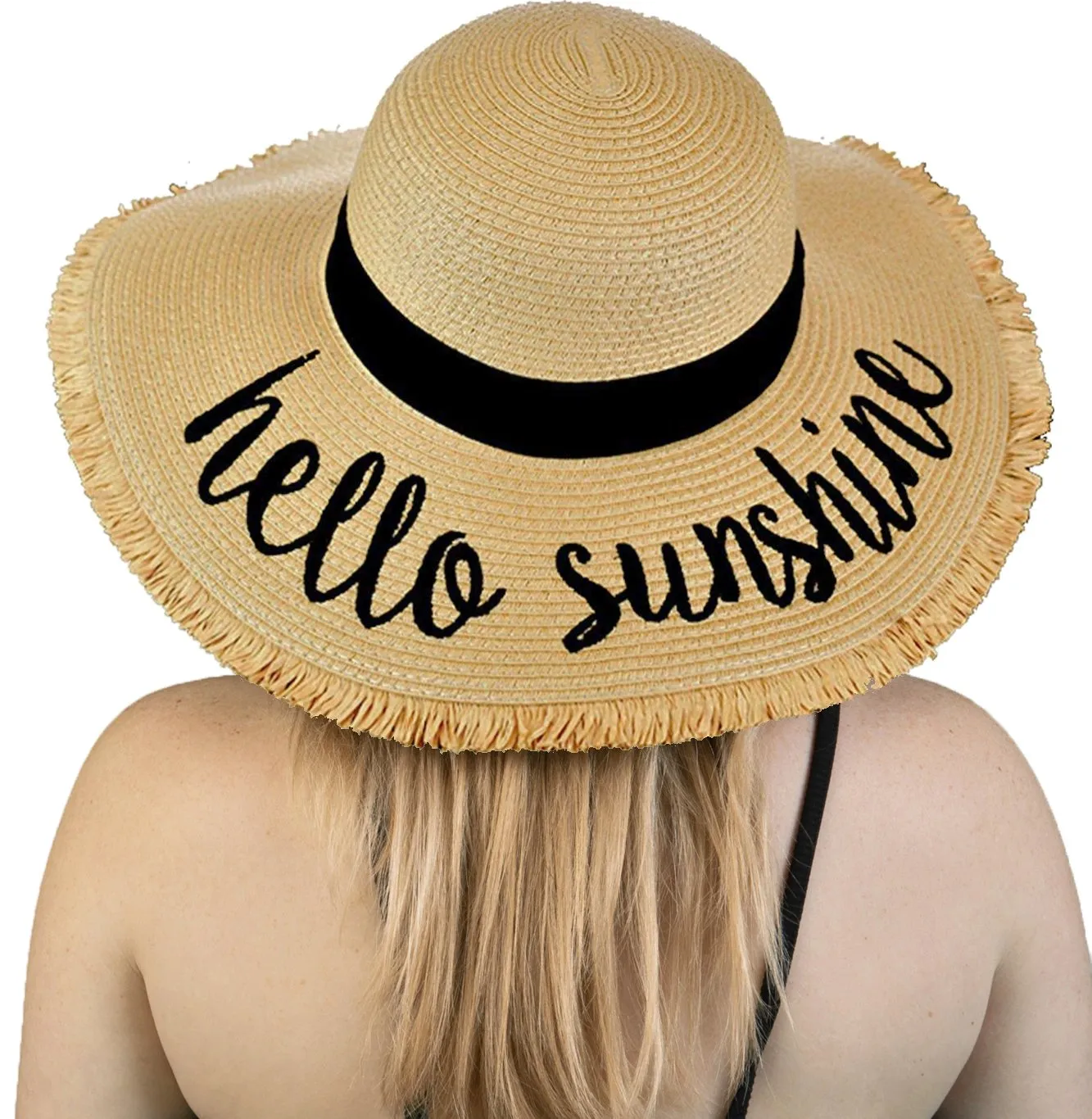 C.C Embroidered Sun Hat - Good Vibe Straw Hat