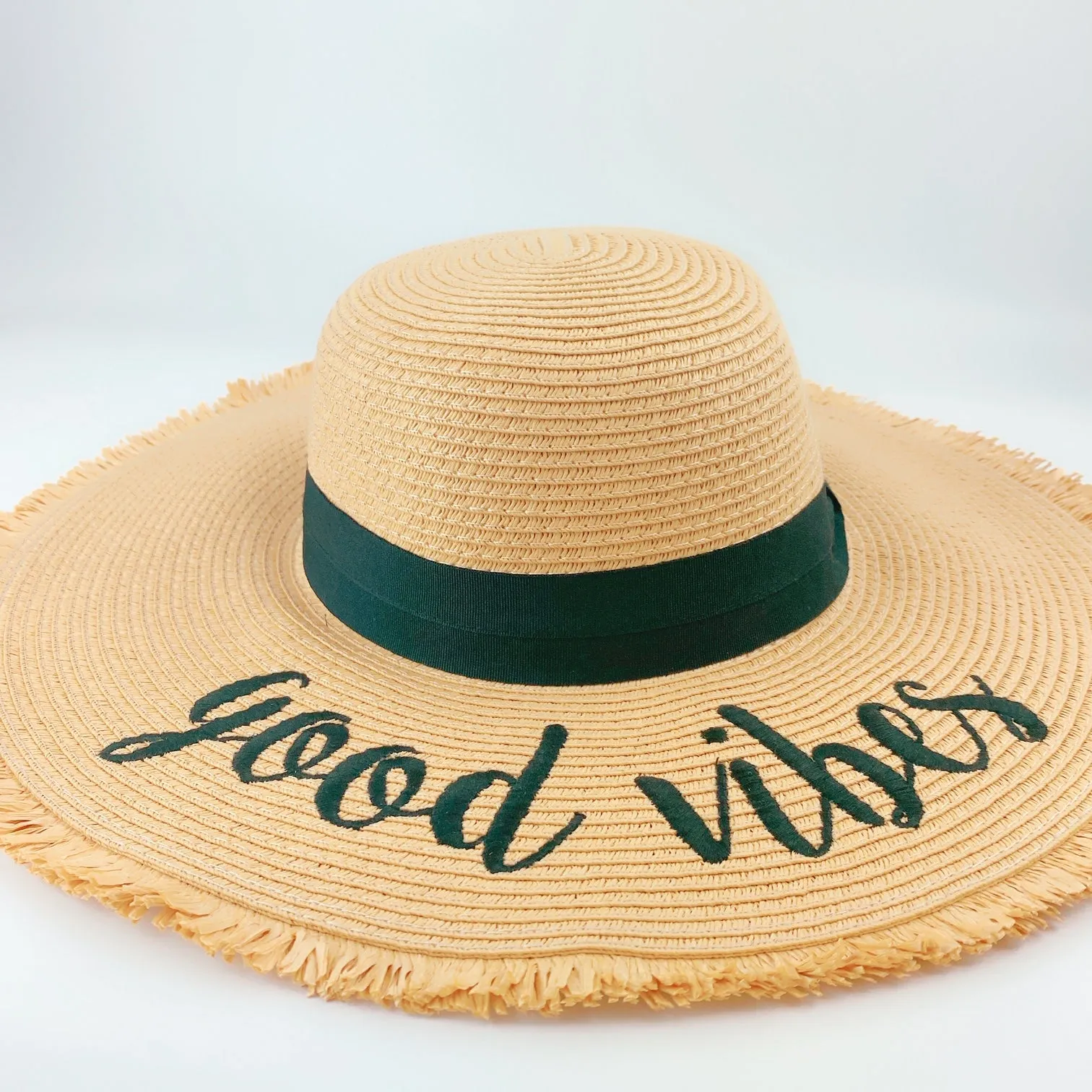 C.C Embroidered Sun Hat - Good Vibe Straw Hat