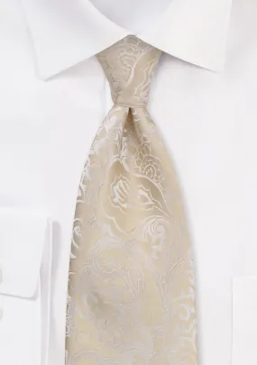 Champagne Floral Paisley Necktie