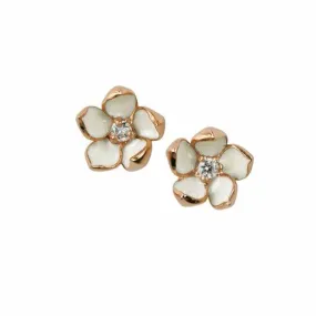 Cherry Blossom Flower Earrings - Rose Gold Vermeil & Diamond