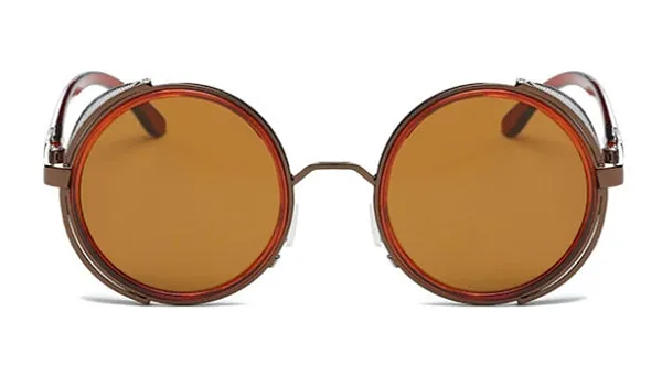 Classy Men Brown Retro Side Shield Sunglasses