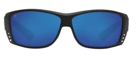 Costa Del Mar Mens Cat Cay Blackout Frame - Blue Mirror 580 Glass Lens - Polarized Sunglasses