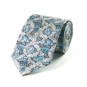 Fox & Chave London Morris Blue Poppy Silk Tie