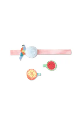 Gingersnaps Fruity Printed Acrylic Turban & Hairclips Set