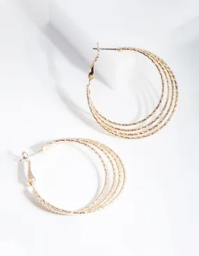 Gold Multi Textured Hoop Earrings