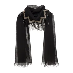 Metallic Sequin Scarf - Black with Gold and Silver