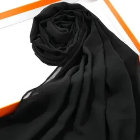 Plain Georgette Chiffon Scarves Color Black