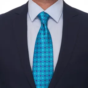 Renaissance Flowers Light Blue Duchesse Silk Tie