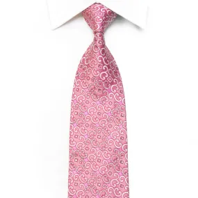 Scrolls On Pink Rhinestone Silk Necktie With Purple Sparkles