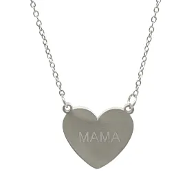 Tarnish Resistant Rhodium Plated Mama Heart Necklace