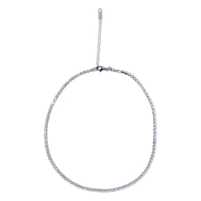 Tarnish Resistant Rhodium Plated Tennis Necklace